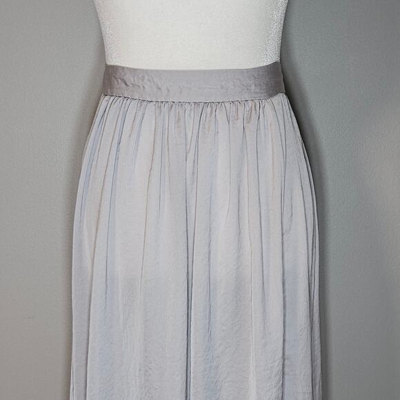 Victorias‎ Secret Satin Maxi Skirt Womens 6 Silver Gray High Waist Slit Lounge - Picture 2 of 10